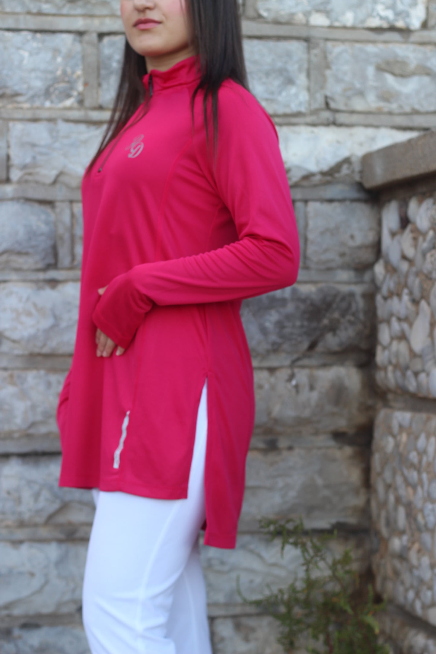 Modest Sports Top in Fuchsia