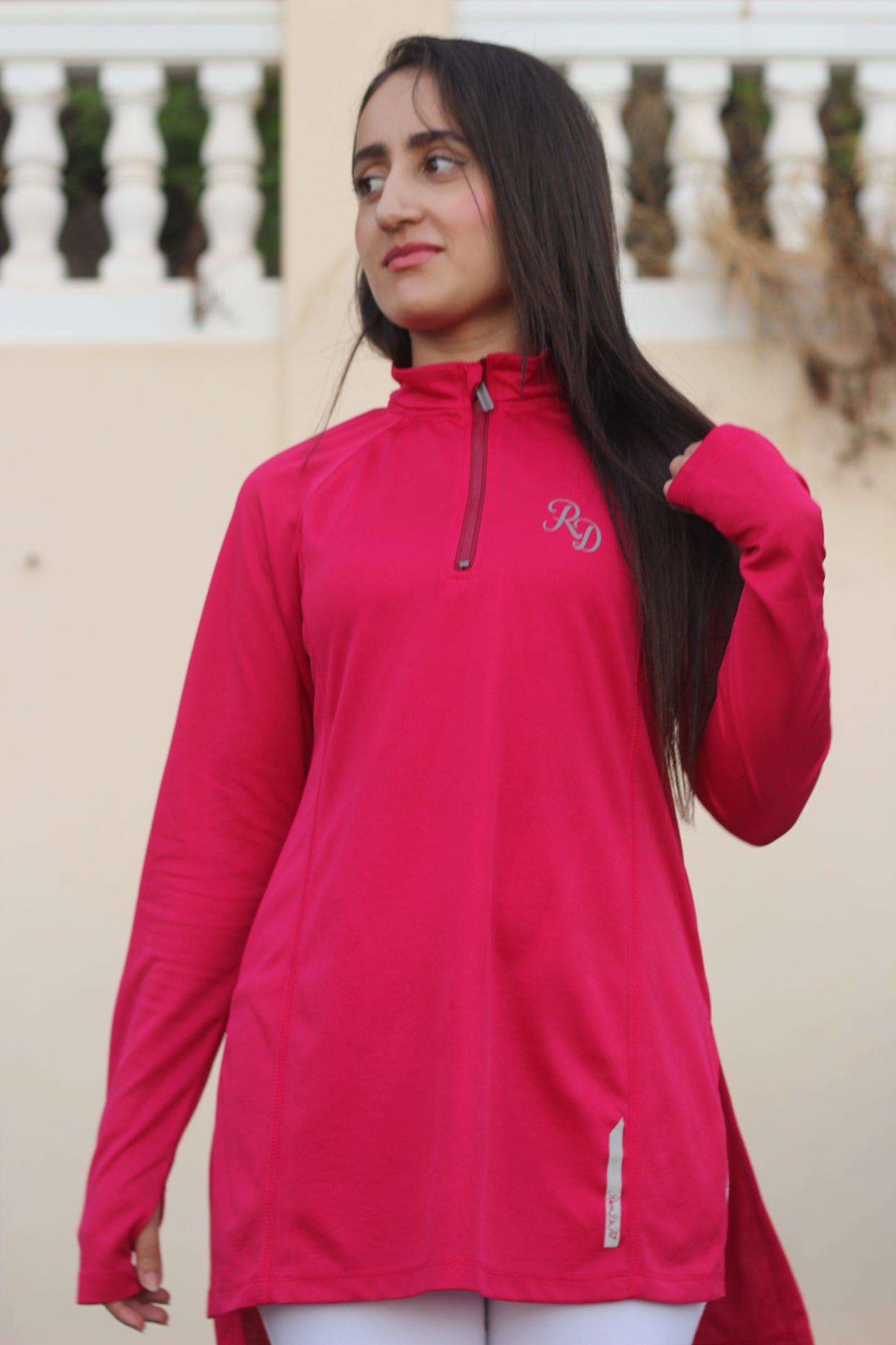 Modest Sports Top in Fuchsia