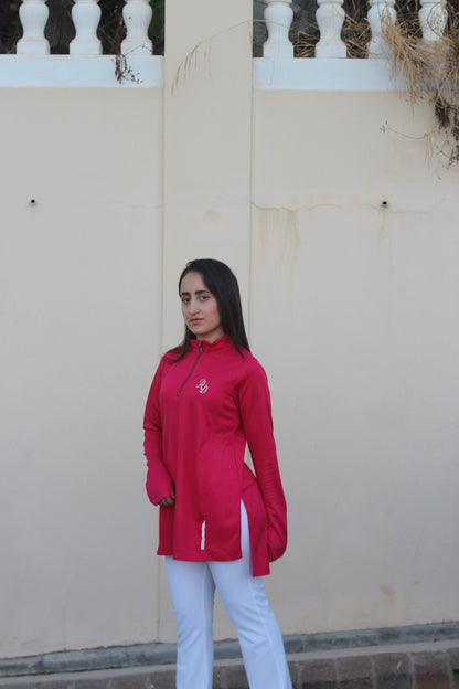 Modest Sports Top in Fuchsia