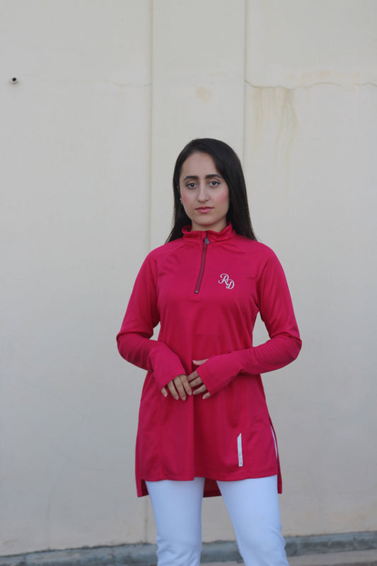 Modest Sports Top in Fuchsia