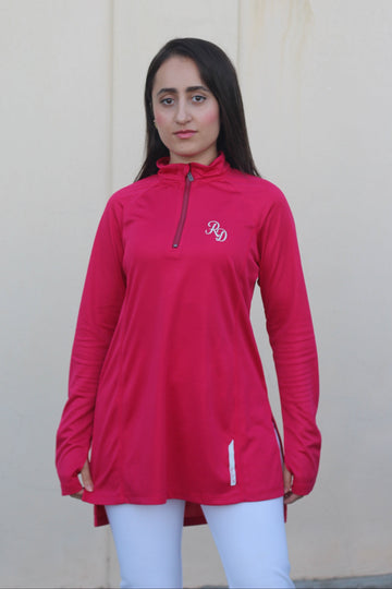 Modest Sports Top in Fuchsia